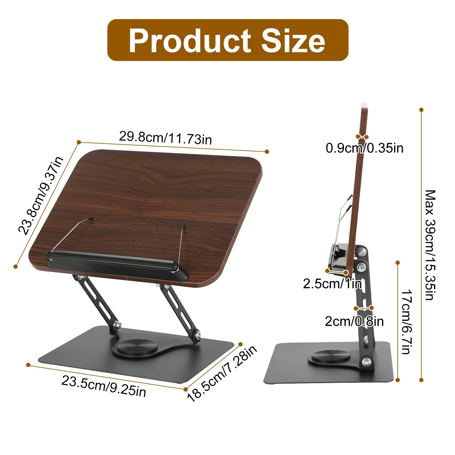 Adjustable Wooden Book Stand – 360° Rotating Reading Holder - Ma boutique 2