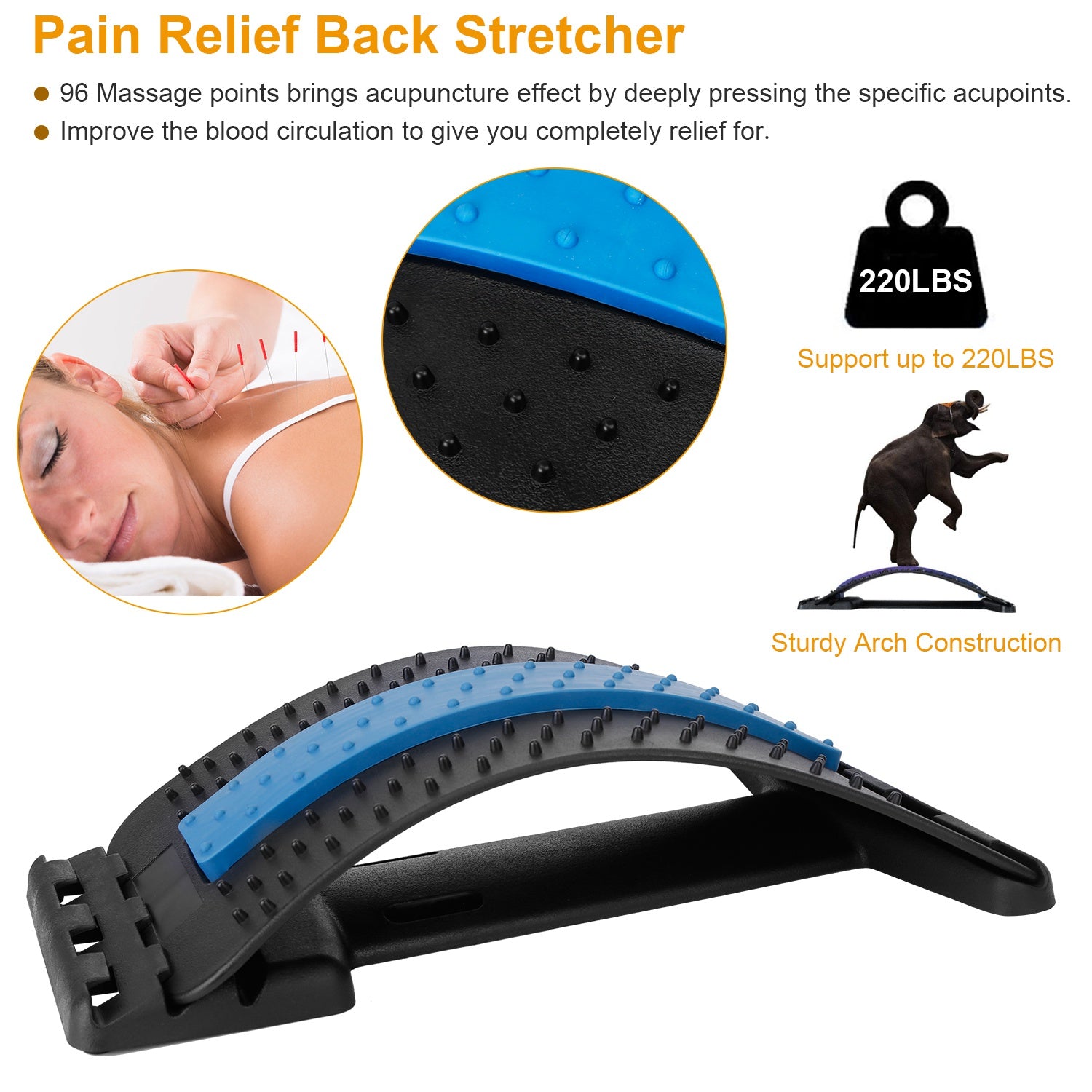 Lumbar Back Stretcher With Acupressure – 3-Level Support - Ma boutique 2