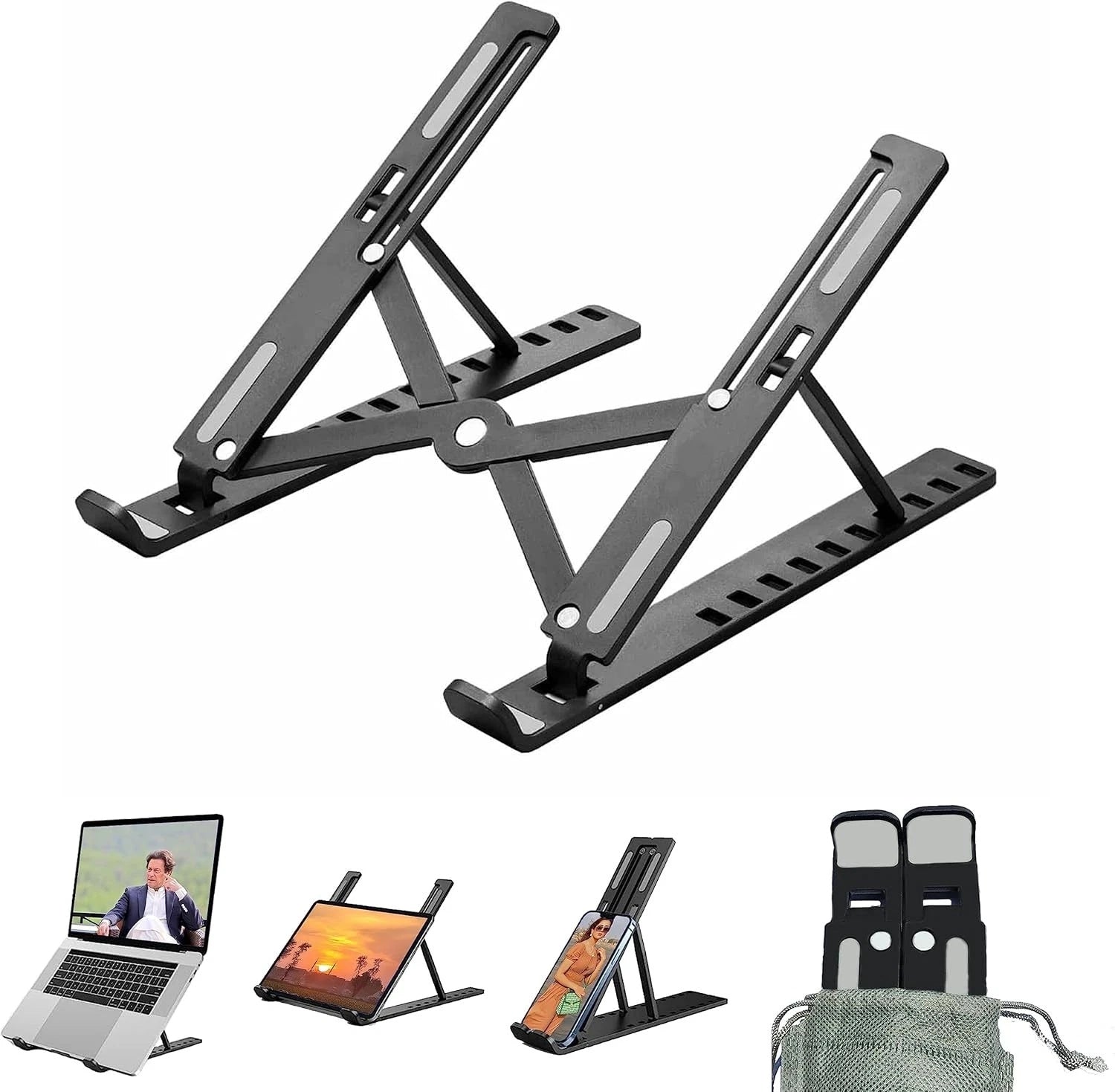 Adjustable Aluminum Laptop Stand – Foldable Desk Riser - Ma boutique 2
