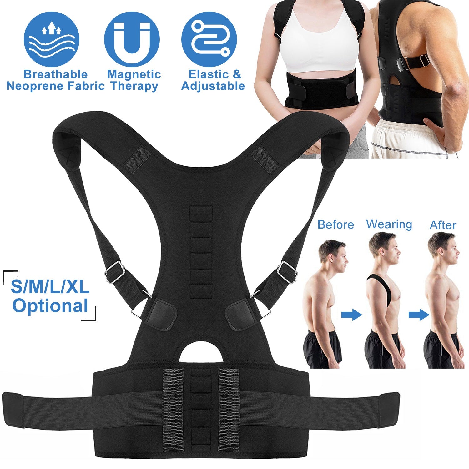 Magnetic Back Posture Corrector Brace With Lumbar Support - Ma boutique 2