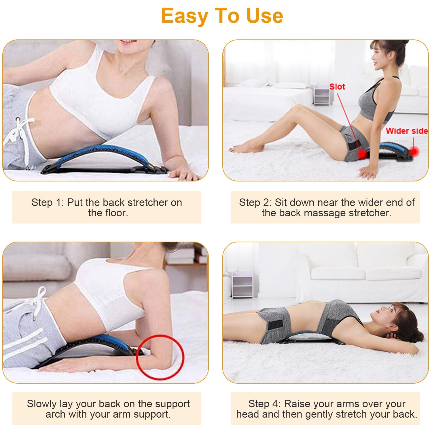 Lumbar Back Stretcher With Acupressure – 3-Level Support - Ma boutique 2