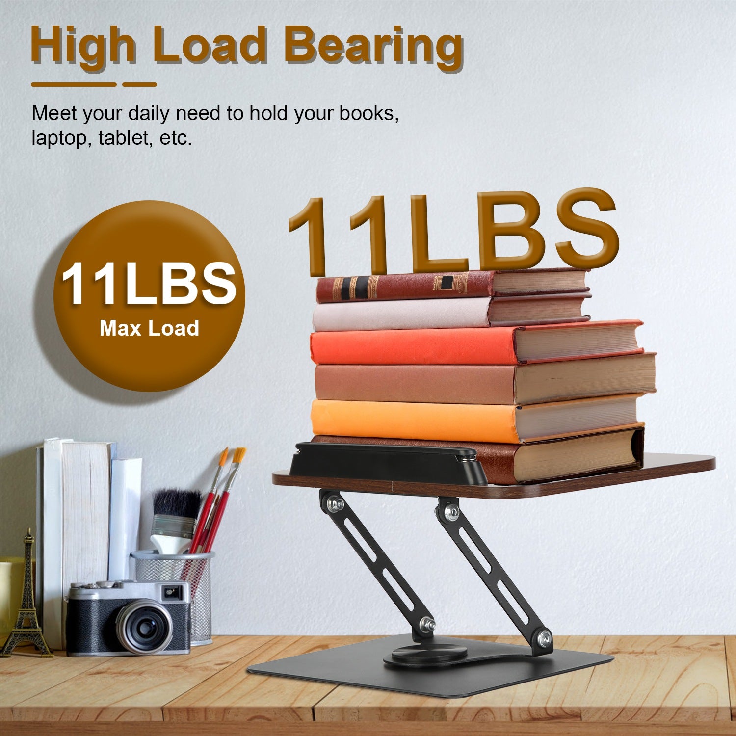 Adjustable Wooden Book Stand – 360° Rotating Reading Holder - Ma boutique 2