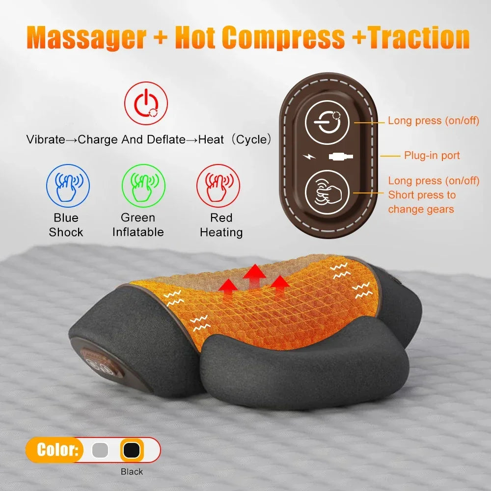 HOT-MASSAGE-TRACTION Color Orthopedic Neck Massager Pillow – Cervical Support