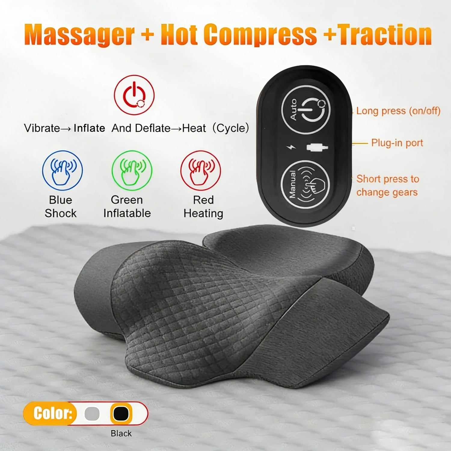 Hot-Traction C Color Orthopedic Neck Massager Pillow – Cervical Support