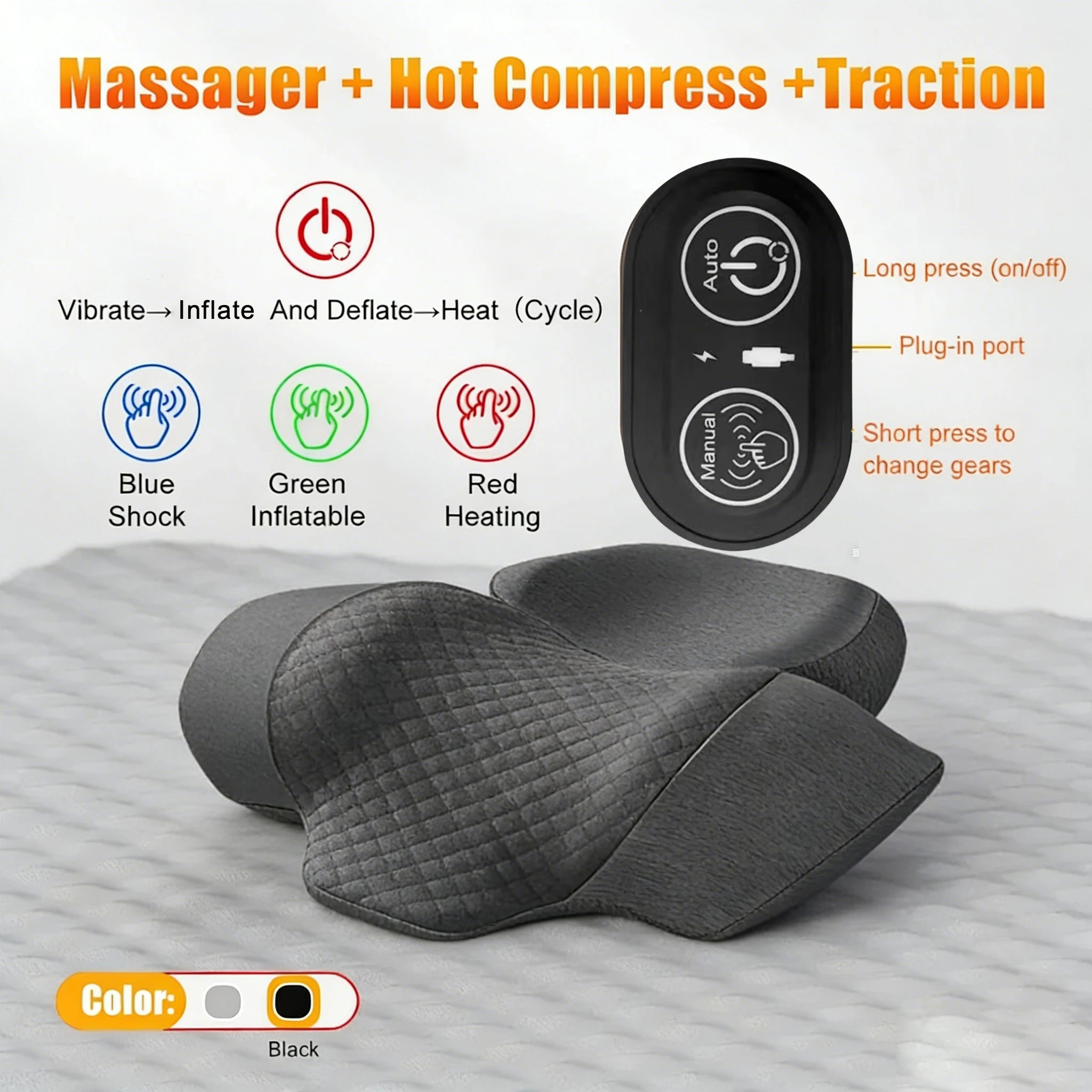 Hot-Traction C Color Orthopedic Neck Massager Pillow – Cervical Support