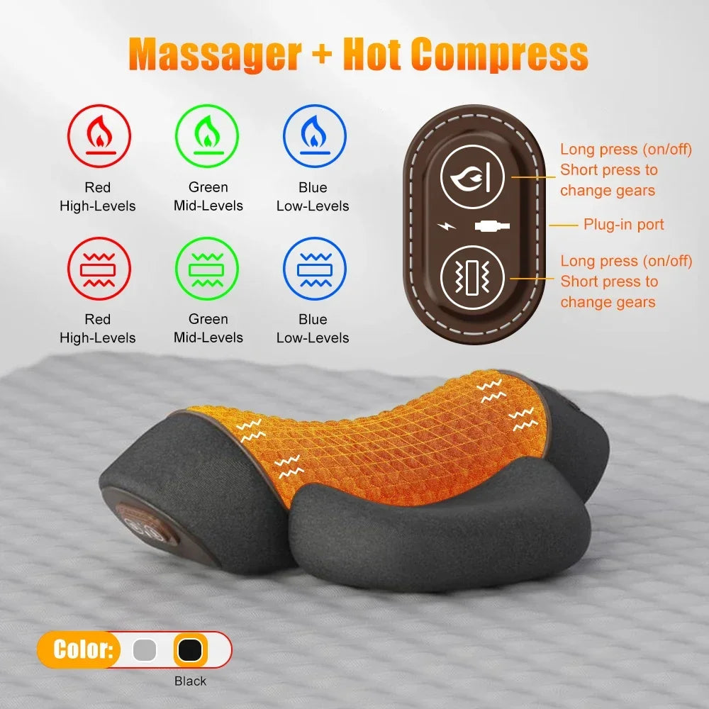 HOT-MASSAGE Color Orthopedic Neck Massager Pillow – Cervical Support
