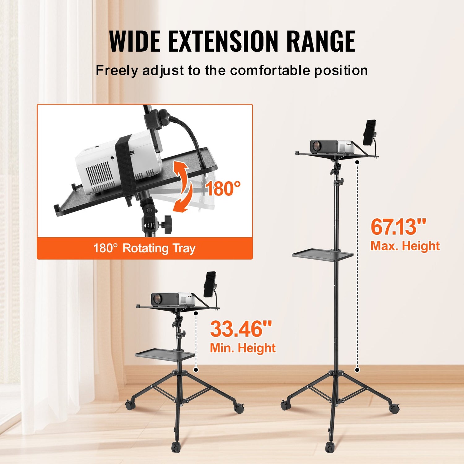 Adjustable Projector Tripod Stand With Wheels & Trays - Ma boutique 2