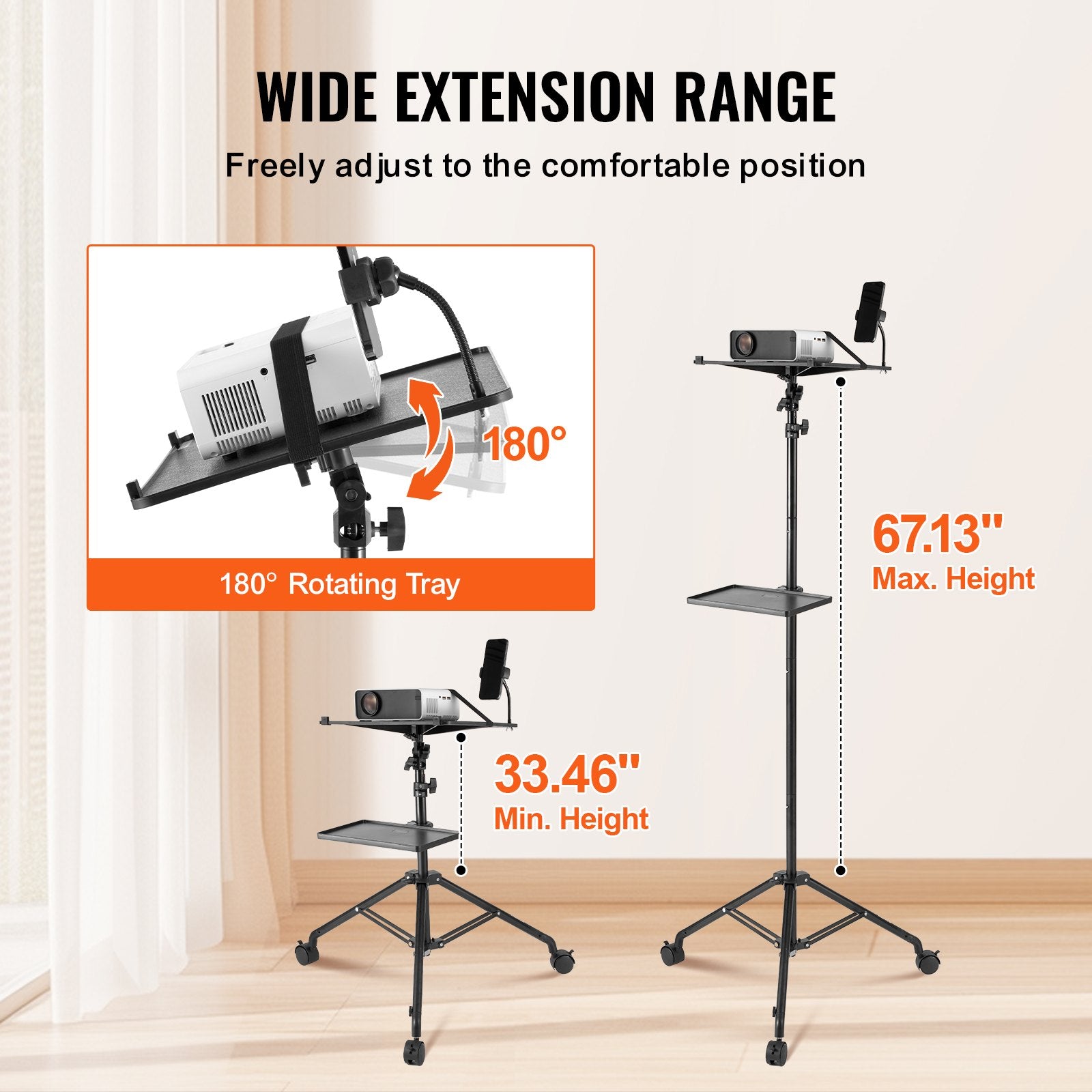 Adjustable Projector Tripod Stand With Wheels & Trays - Ma boutique 2