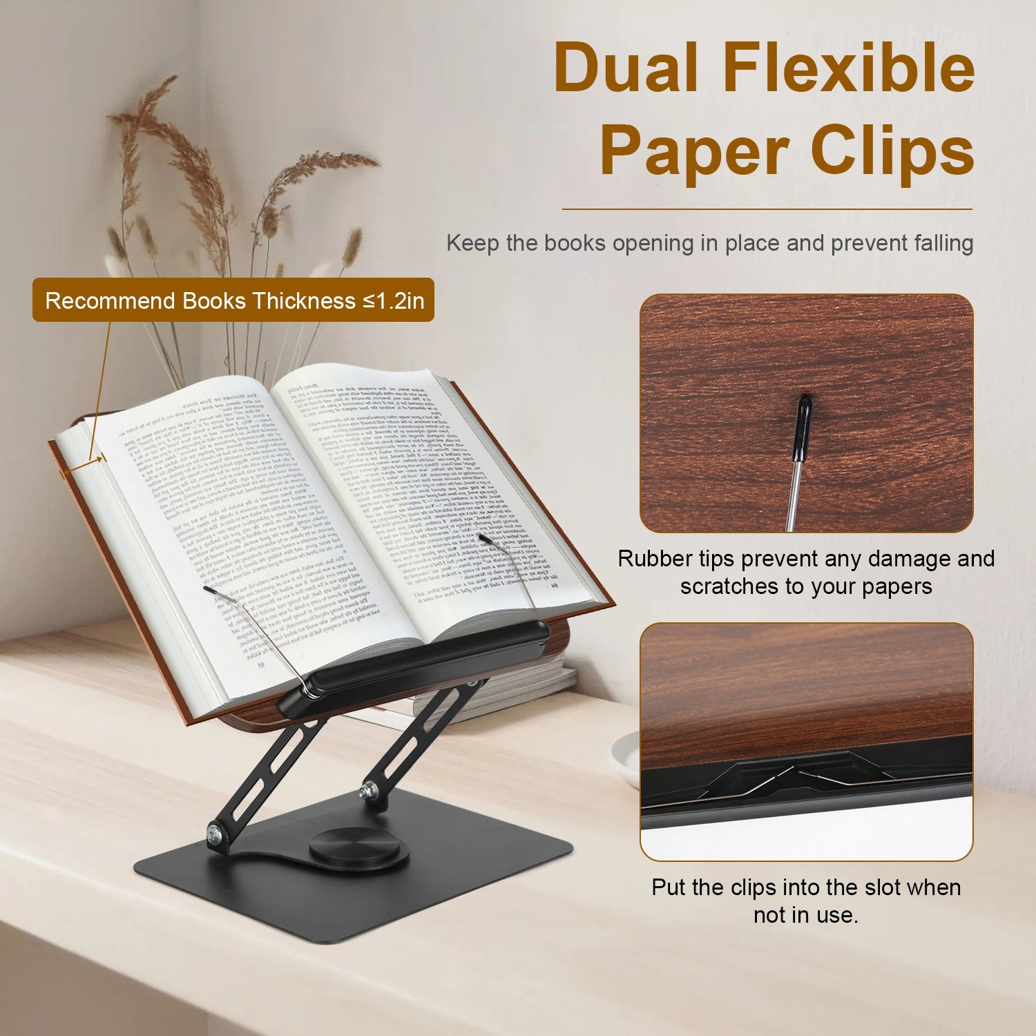 Adjustable Wooden Book Stand – 360° Rotating Reading Holder - Ma boutique 2
