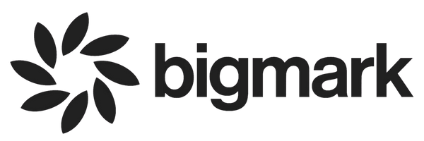 Bigmark logo with leaf design on white background